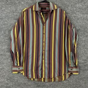 Etro Shirt Men 40 Stripe Button Up Colorful Long Sleeve Casual Party Luxury Work